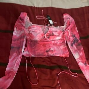 Large multi color pink crop top